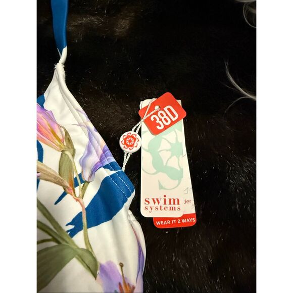 Swim System Poppy  Lily Patch Bikini Top  Size 38 D 38D - Picture 3 of 5